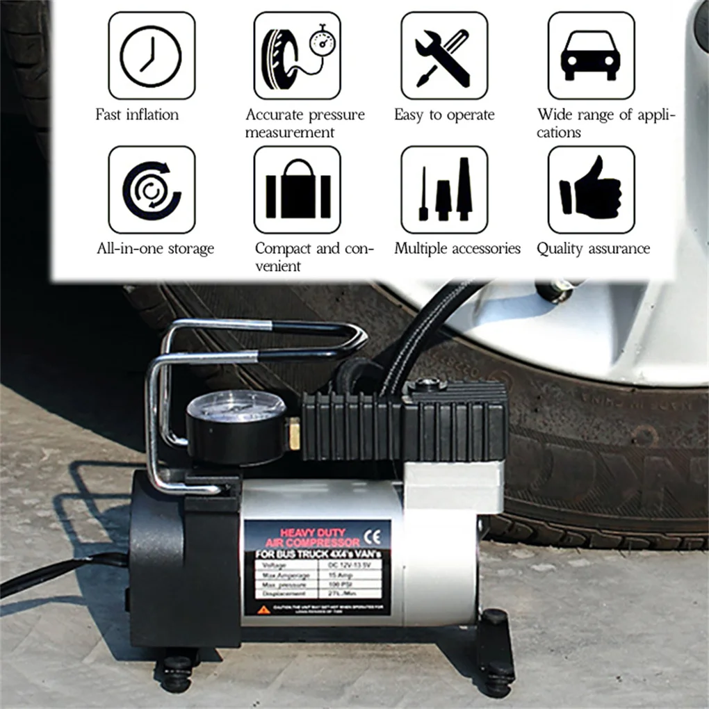 12V Air Compressor Portable Car Inflator Pump Double-Cylinder Power Inflator Car Motorcycle Tire Pump Car Accessories