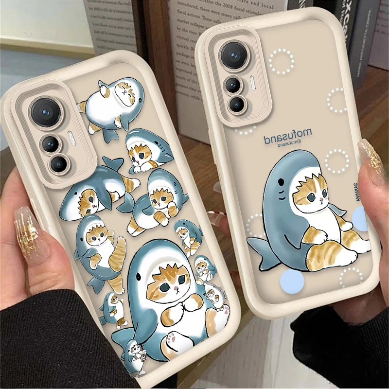 Funny Cartoon Mofusand Cat Matte Case for Xiaomi 14T 13T 12T 11T 13 12 11 Lite 5G NE POCO X6 X5 F6 F5 F3 X4 GT X3 NFC M6 Pro 4G