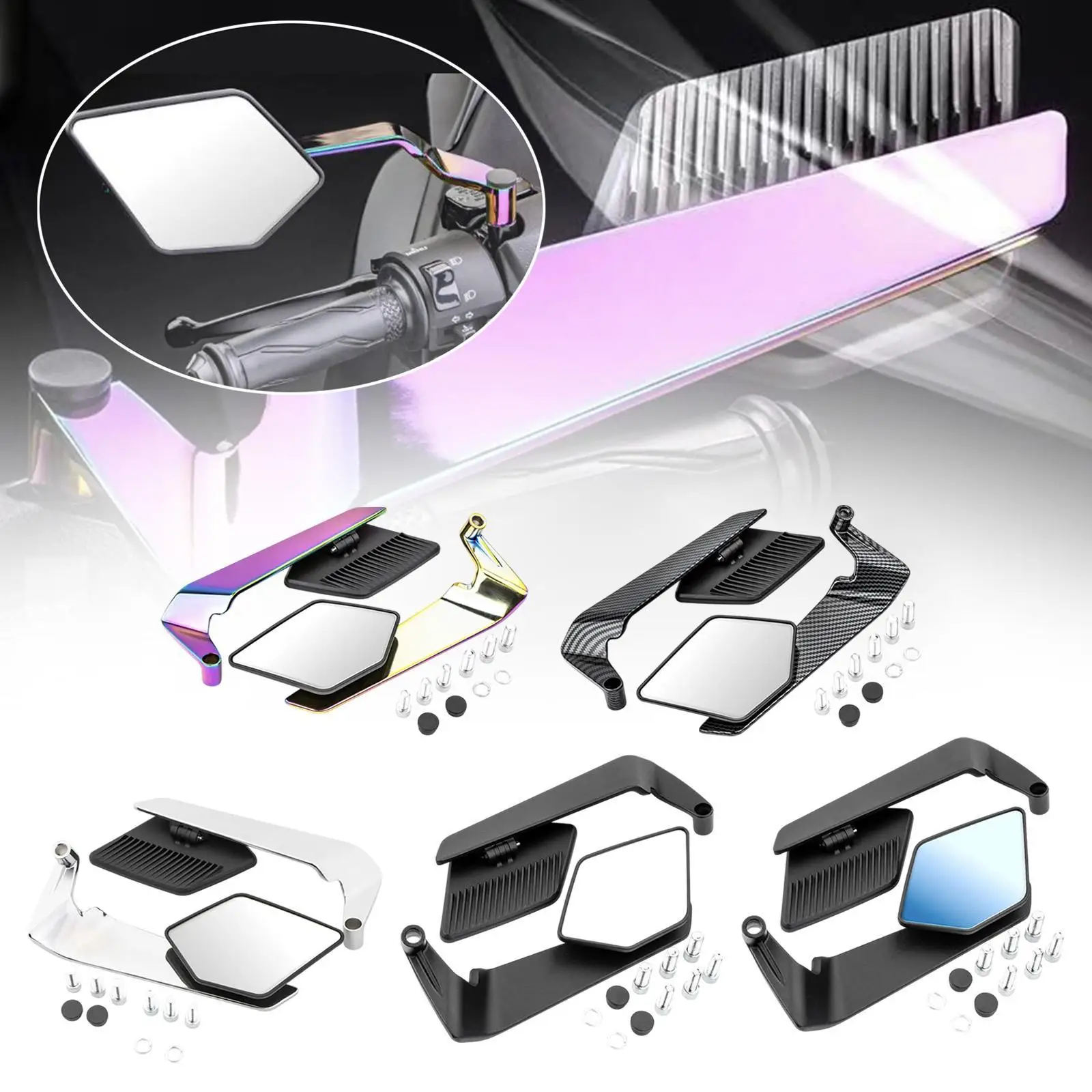 

Зеркала для мотоциклов, складное боковое зеркало с ветровым крылом, противоударные аксессуары, зеркала заднего вида с винтами M8 M10, широкий угол обзора