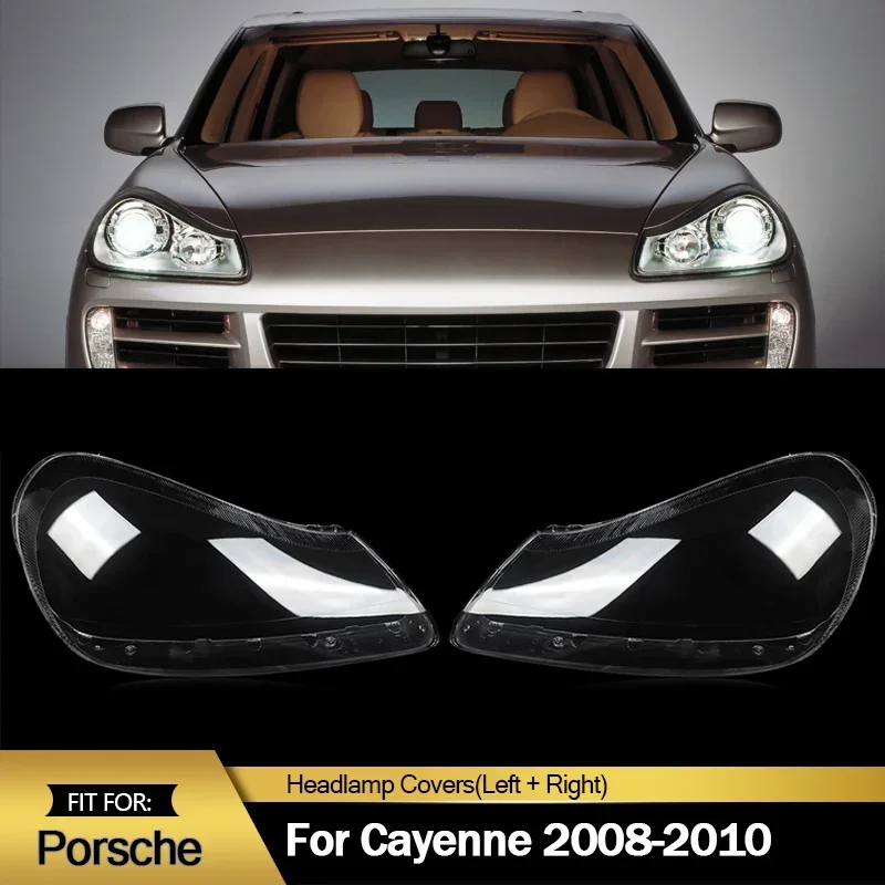 Fits Porsche Cayenne L+R Headlight Lens Covers Replacement Clear Shell 2008-2010 Headlamp Lampshade Lampcover