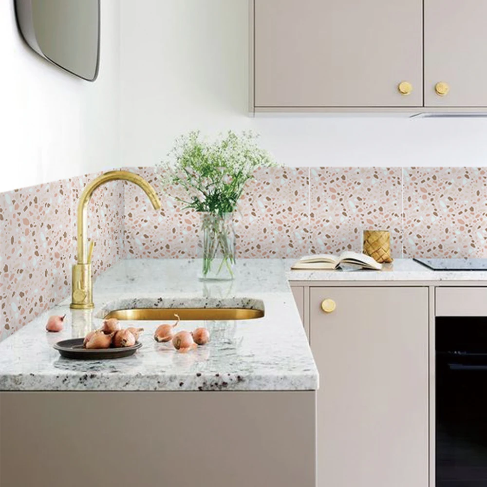 Terrazzo Matte Floor Stickers Self Adhesive Waterproof Wallpaper Bathroom Living Room Wall Sticker Thicken Ground Decor Decals
