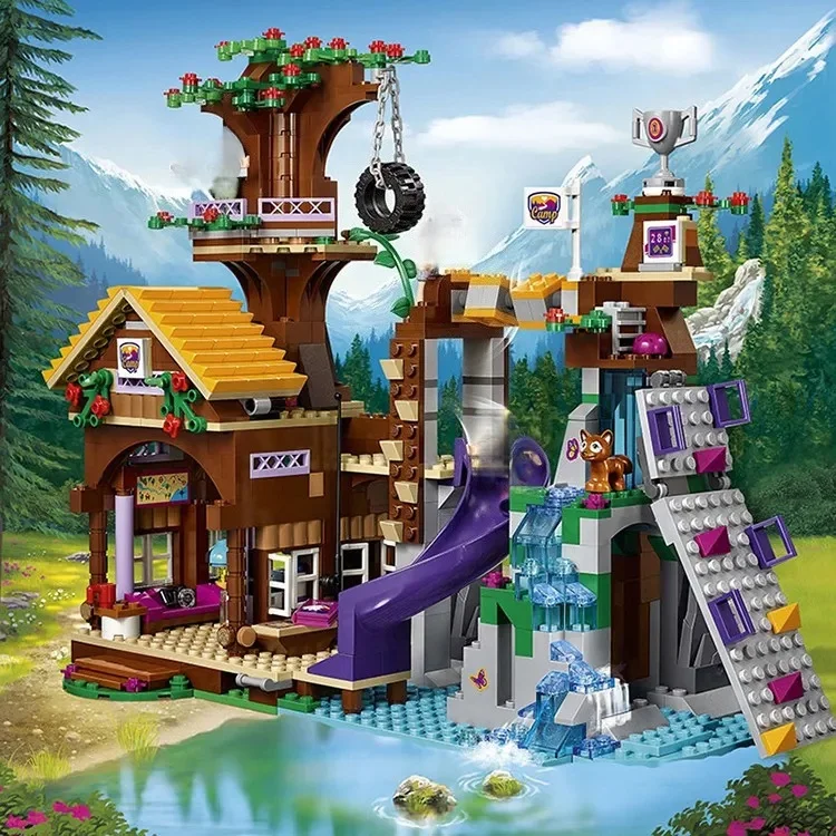 

2025 MOC 872-piece girl series adventure camp girl tree house building model assembly, suitable for children and girls gifts