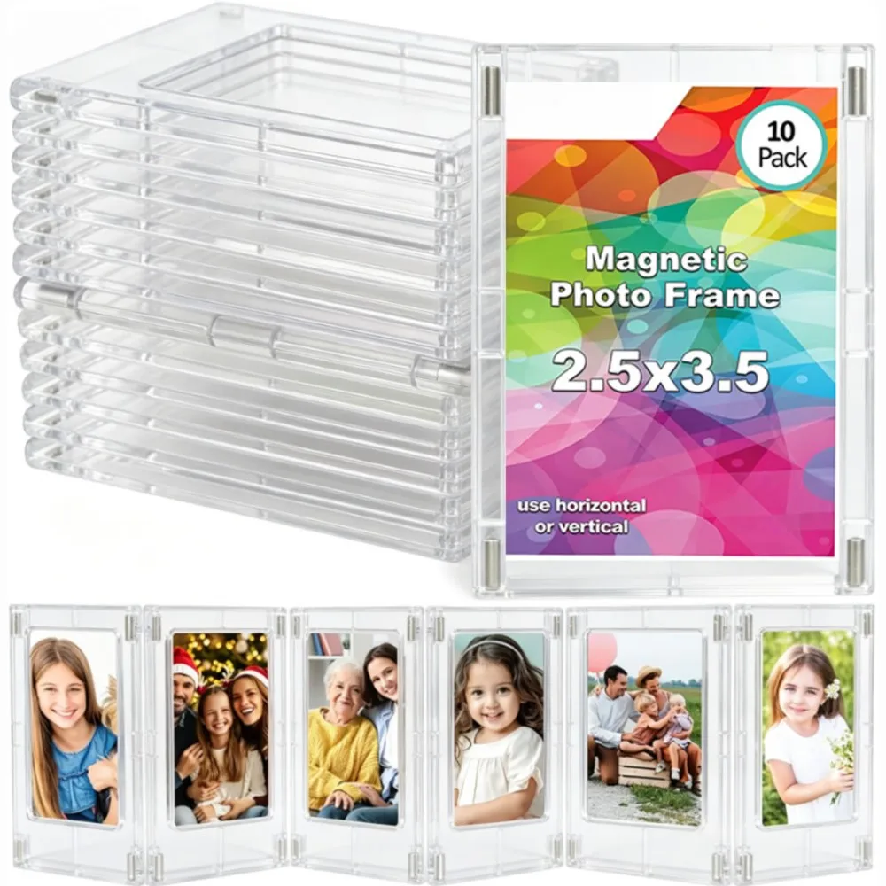 1-10 Pack Mini Magnetic Photo Frames 2.5''×3.5'' DIY Small Refrigerator Picture Holder for Fridge, School & Office Photo Display