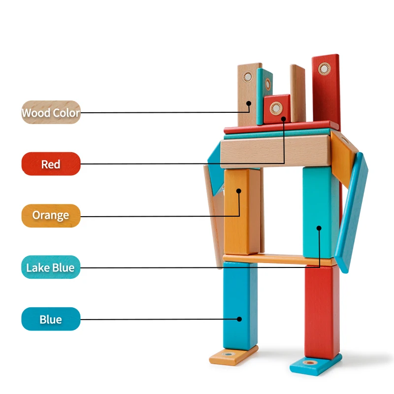 Bloques de madera para niños en edad preescolar, juguetes de bloques de madera magnéticos, juguetes educativos de madera arcoíris, los mejores regalos de navidad