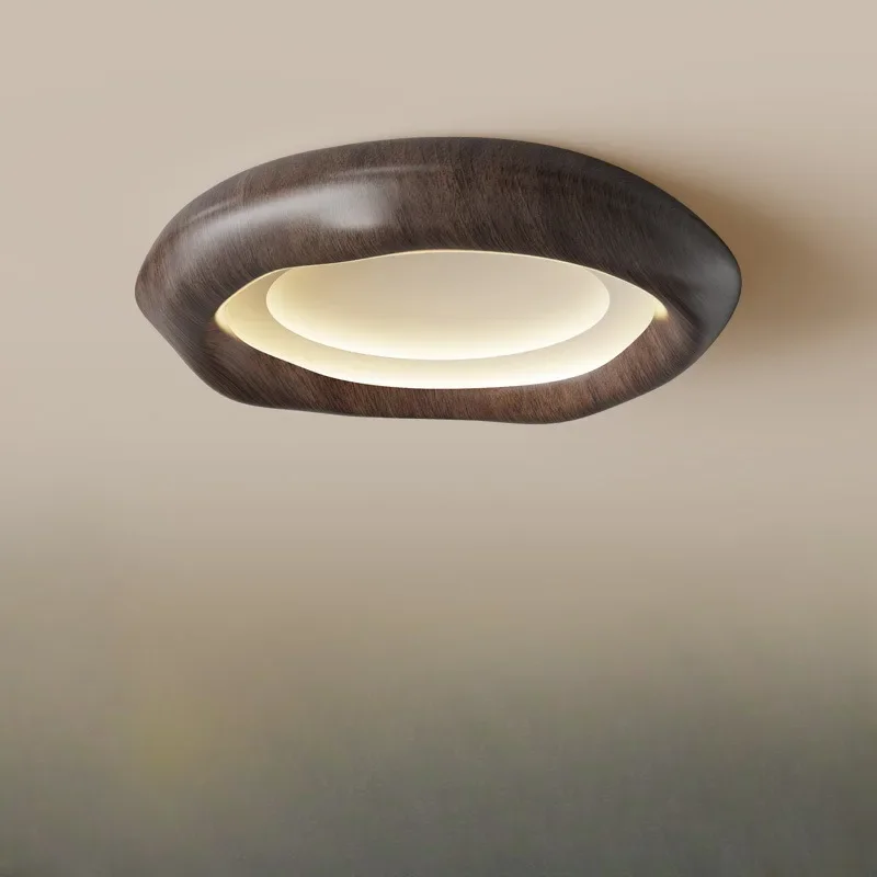 

GHJUYIOL Walnut style bedroom light, new Nordic retro ceiling light, full spectrum eye protection room light