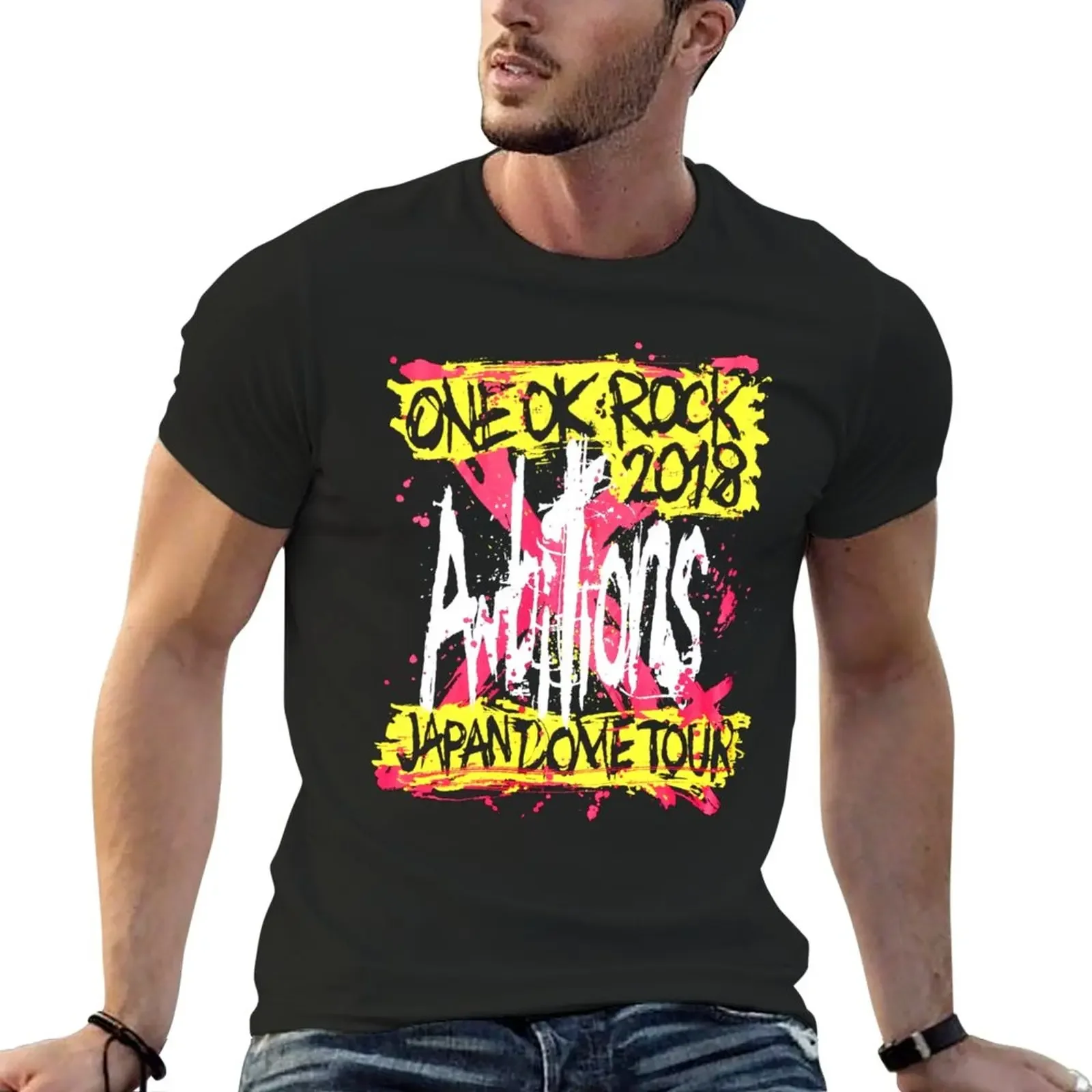 One ok rock retro T-Shirt essential t shirt korean fashion blacks graphic shirts men clothes