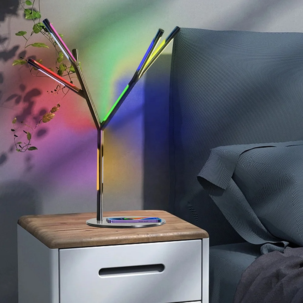 

Magnetic Portable Table Lamp DIY Wireless Charging Rgb Color Changing Environmental Light Bedroom Adjustable LED Night Light