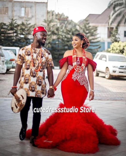 Gorgeous Traditional African Red Wedding Reception Party Dresses Women Evening Gowns Off The Shoulder Beading Sequin Bride Prom Evening Dresses AliExpress