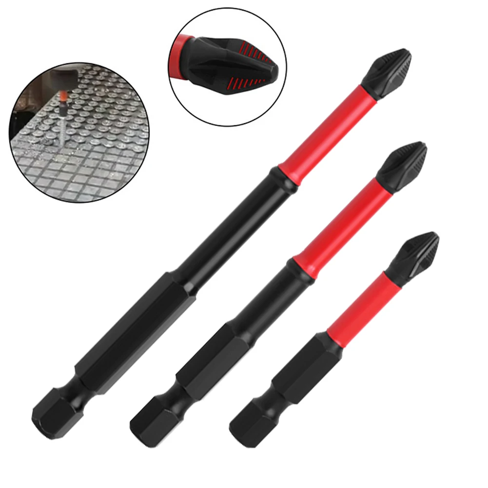 50-90mm Magnetic Cross Screwdriver Head 1/4 Inch Hexagon Bit For Electric Screwdriver Magnet Batch Head Impact Anti Non-slip