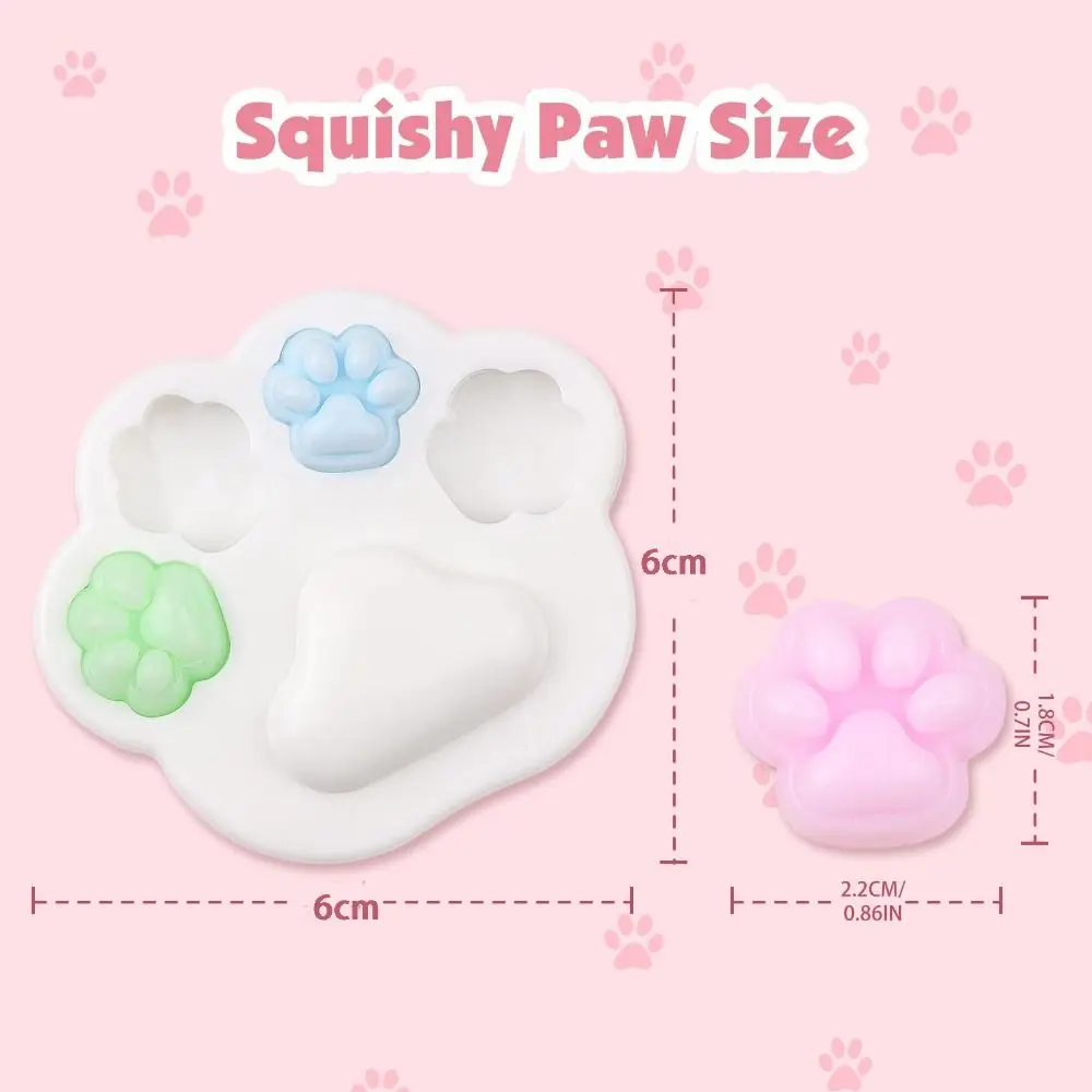 Kawaii Colorful Cat Paw Squeeze Toy TPR Detachable Relief Stess Toy Cat Paw Palette Party Birthday Gift