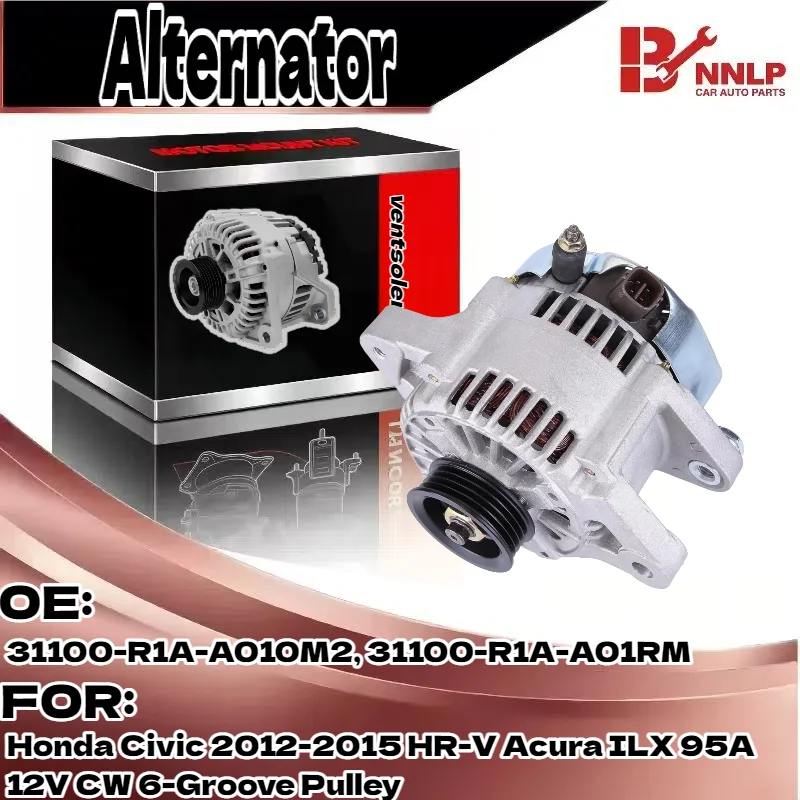 

Alternator for Honda Civic 2012-2015 HR-V Acura ILX 95A 12V CW 6-Groove Pulley 31100-R1A-A010M2, 31100-R1A-A01RM