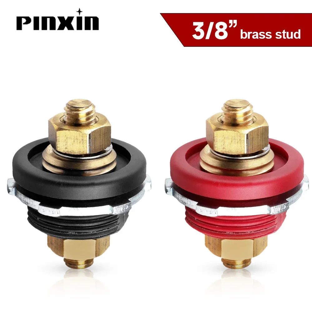 PinXin 3/8 Stud Premium Remote Battery Power Junction Post Connectors Brass Replacement Terminal Kit for Car Camping RV