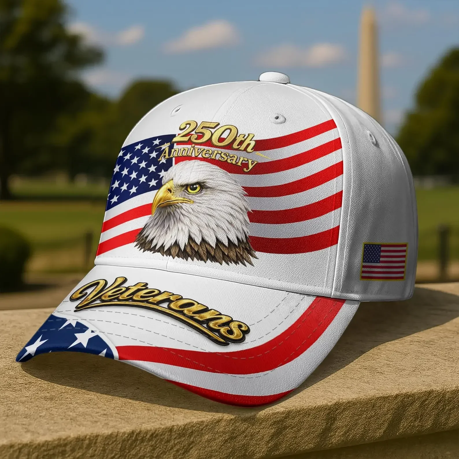 Customization 250th Year Of Freedom Cap, Patriotic Bald Eagle Cap American Flag Hat, Independence Day Gifts Ideas 250th Annivers