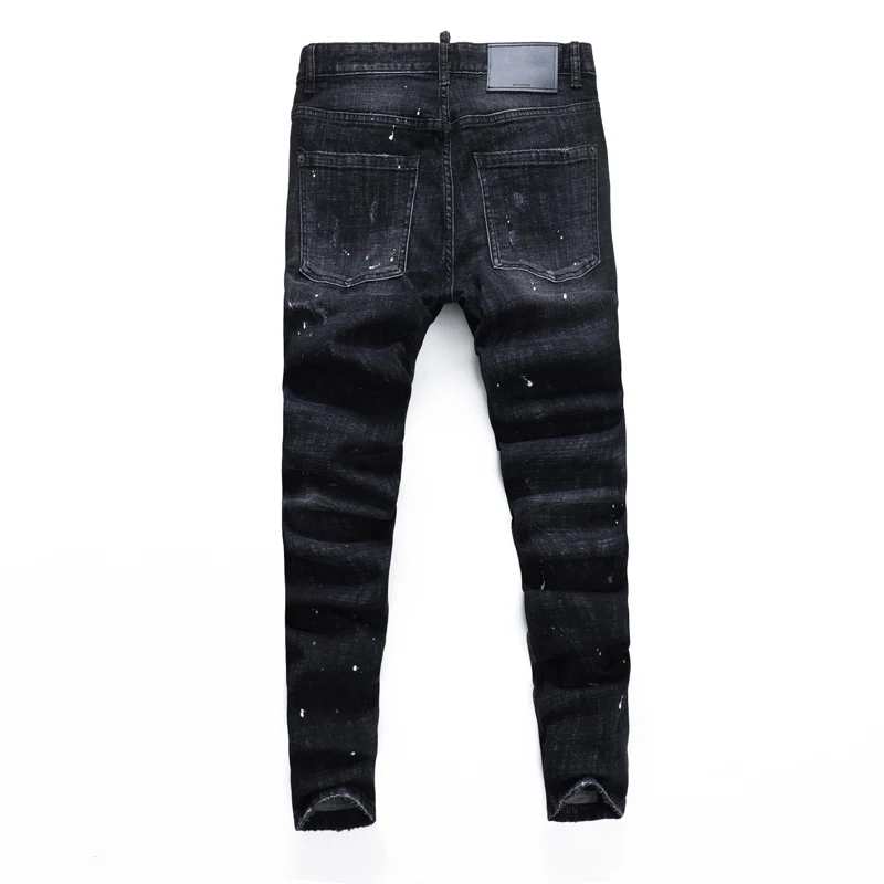 Men's Nostalgic Stretch Slim Fit Jeans Fashionable Washed Water Hip-Hop Brand Y2K Style Casual Comfortable Denim Pants