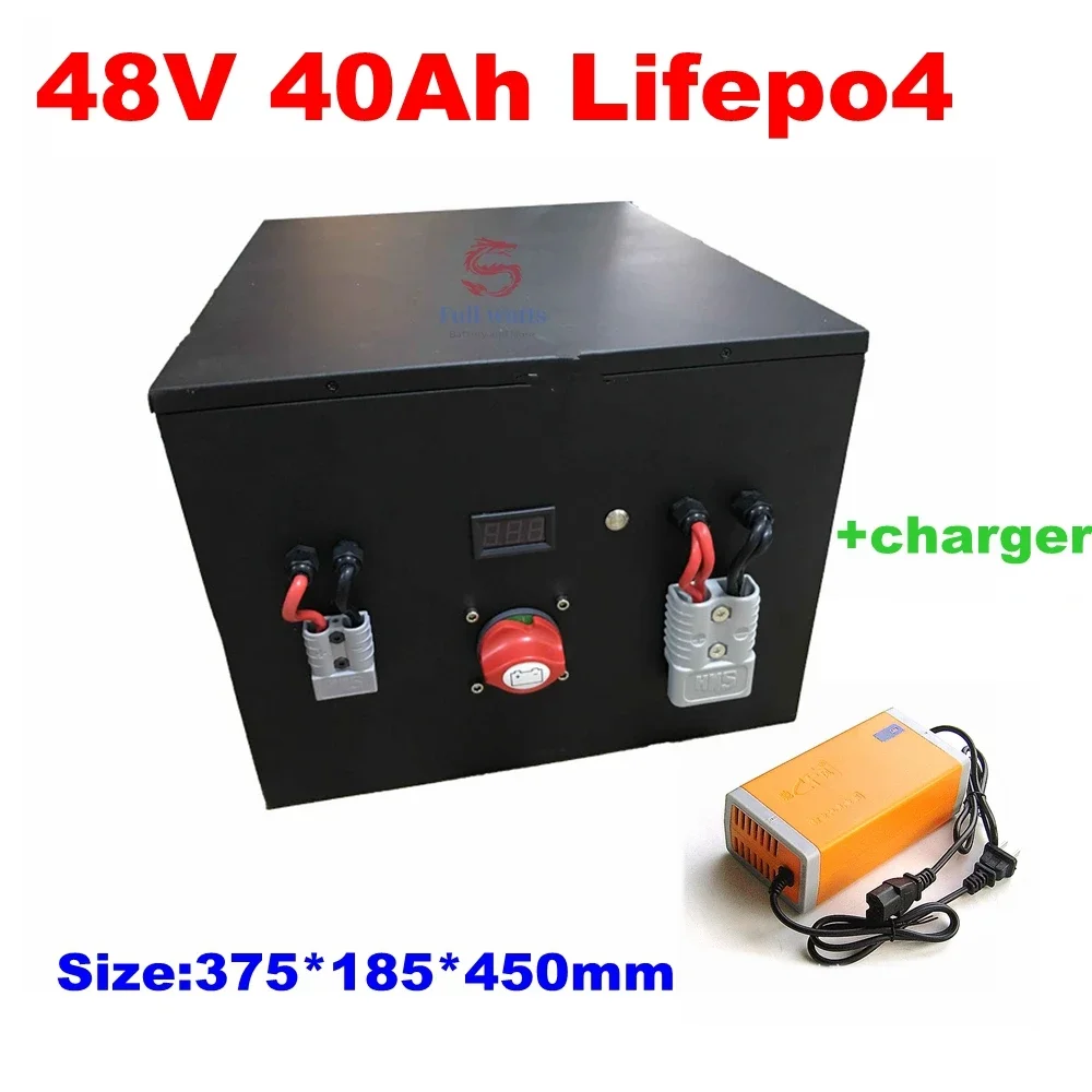 Deep cycle waterproof metal case Lifepo4 48V 40Ah battery for 48V RV UPS Solar Energy Storage system +10A Charger