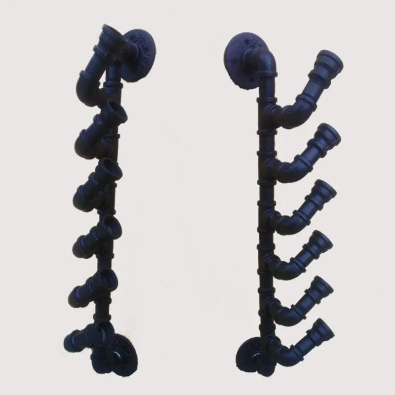 

Wall hanging red wine rack retro metal water pipe wine hanging wine bottle