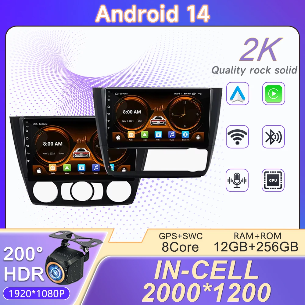 

Android 14 For BMW 1 Series E81 E82 E87 E88 AT 2004 - 2011 Car Radio Stereo head unit Multimedia Player Navigation No 2din DVD