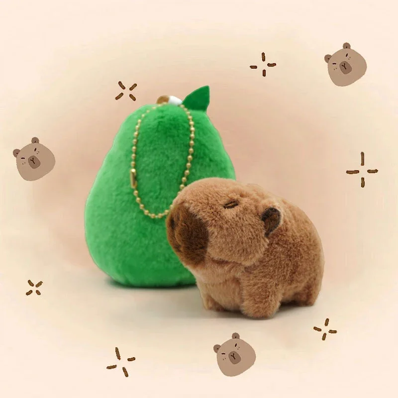 10 ซม.น่ารัก Avocado Capybara ของเล่นตุ๊กตา Capybara ตุ๊กตา Key CHAIN Plushie Capibala จี้วันหยุดของขวัญ Kawaii ตุ๊กตาผลไม้