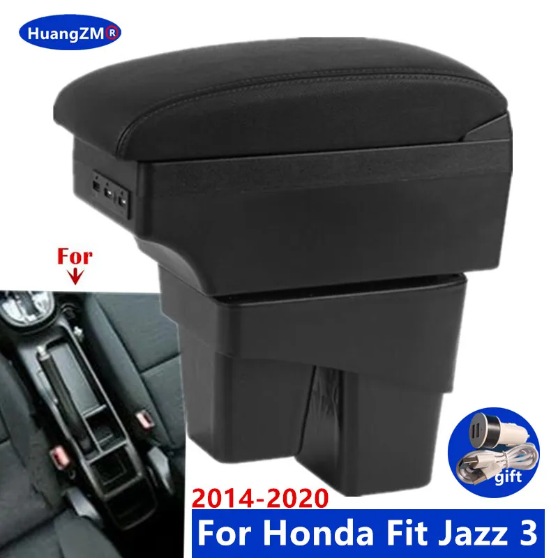 

Подлокотник для Honda Jazz для Honda Fit Jazz 3 2014-2019, автомобильный подлокотник, ящик для хранения автомобиля, аксессуары для модернизации, простая установка