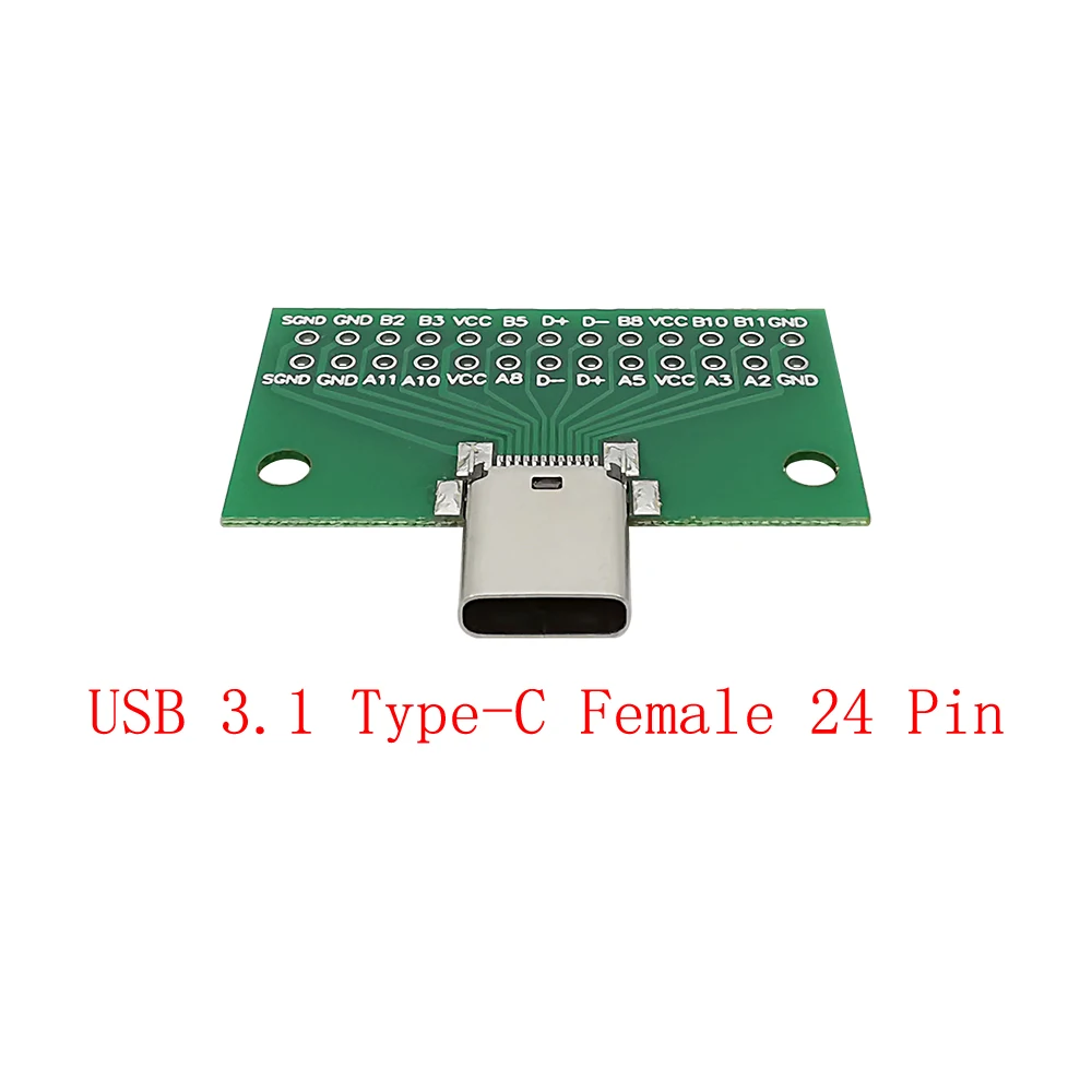 USB 3.1 Type-C 24 Pin Female Socket Connector Type C 24P 2.54mm Connectors Socket For Data Cable Transfer Repair Replacement DIY