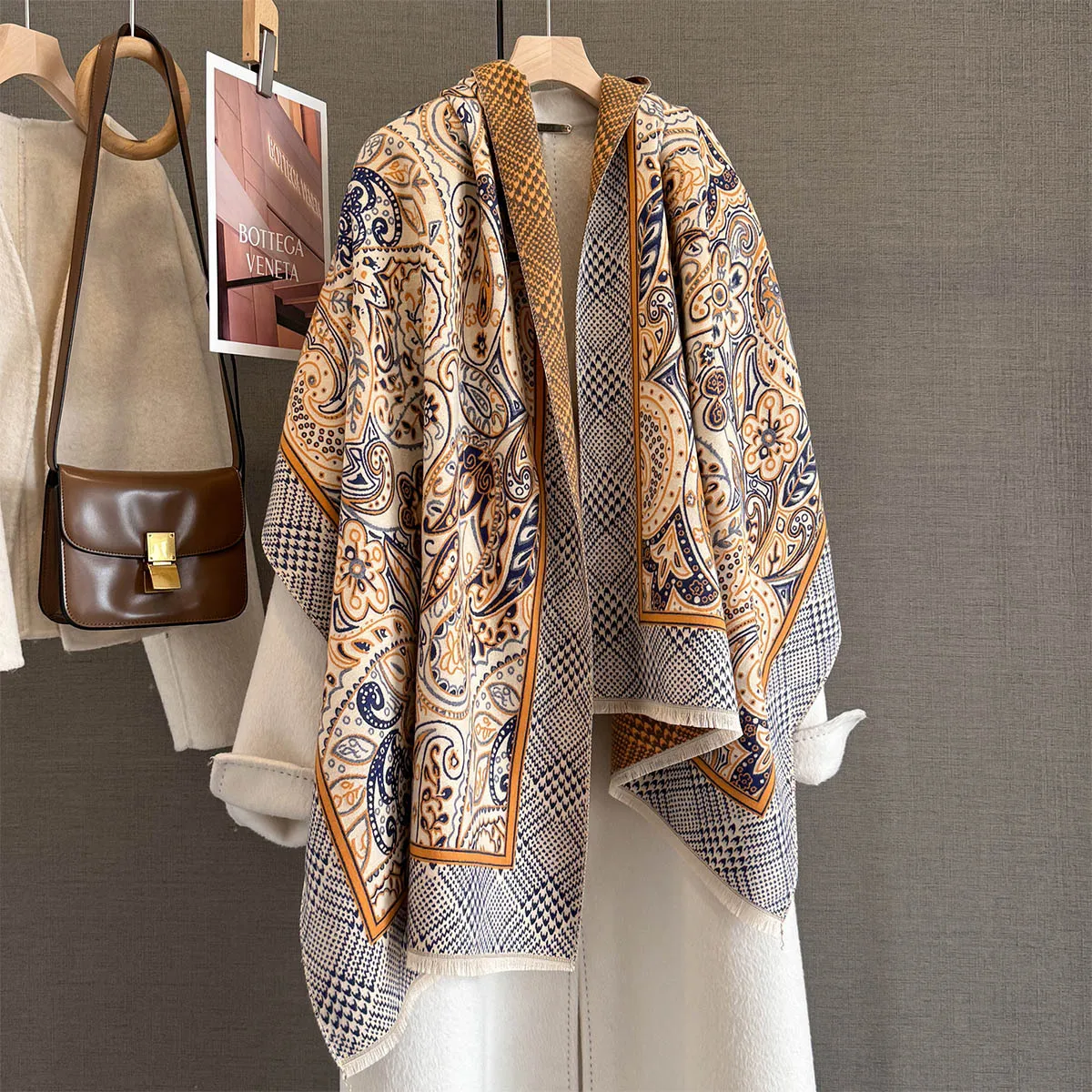 

Новый зимний теплый кашемировый шарф для женщин, одеяло из пашмины с вышивкой, толстая шаль, шейный платок, модное пончо Bufanda Echarpe