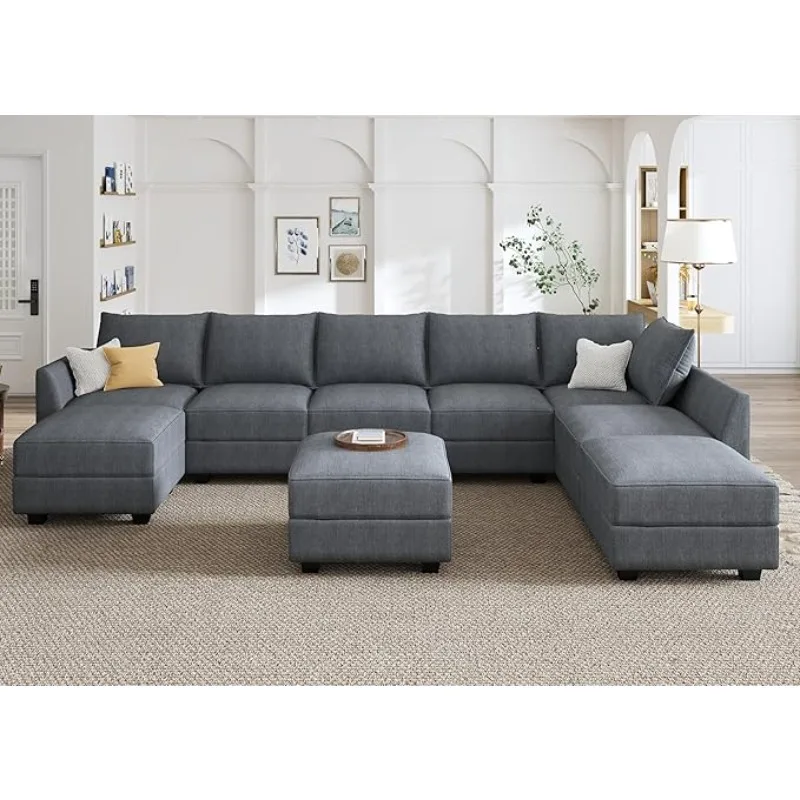 Modular Sectional Sofa with Storage Reversible Sectional Modular Sofa Couch with Ottomans U Shaped Sectional Couch