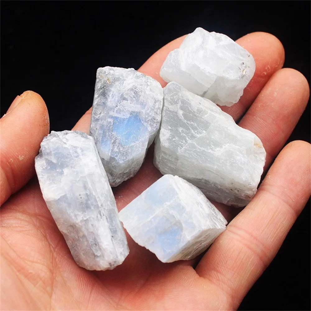 Natural Crystals White Moonstone Rough Stone Crystal Gravel Fish Tank Flower Pot for Buddha Landscaping Quartz Decor Healing