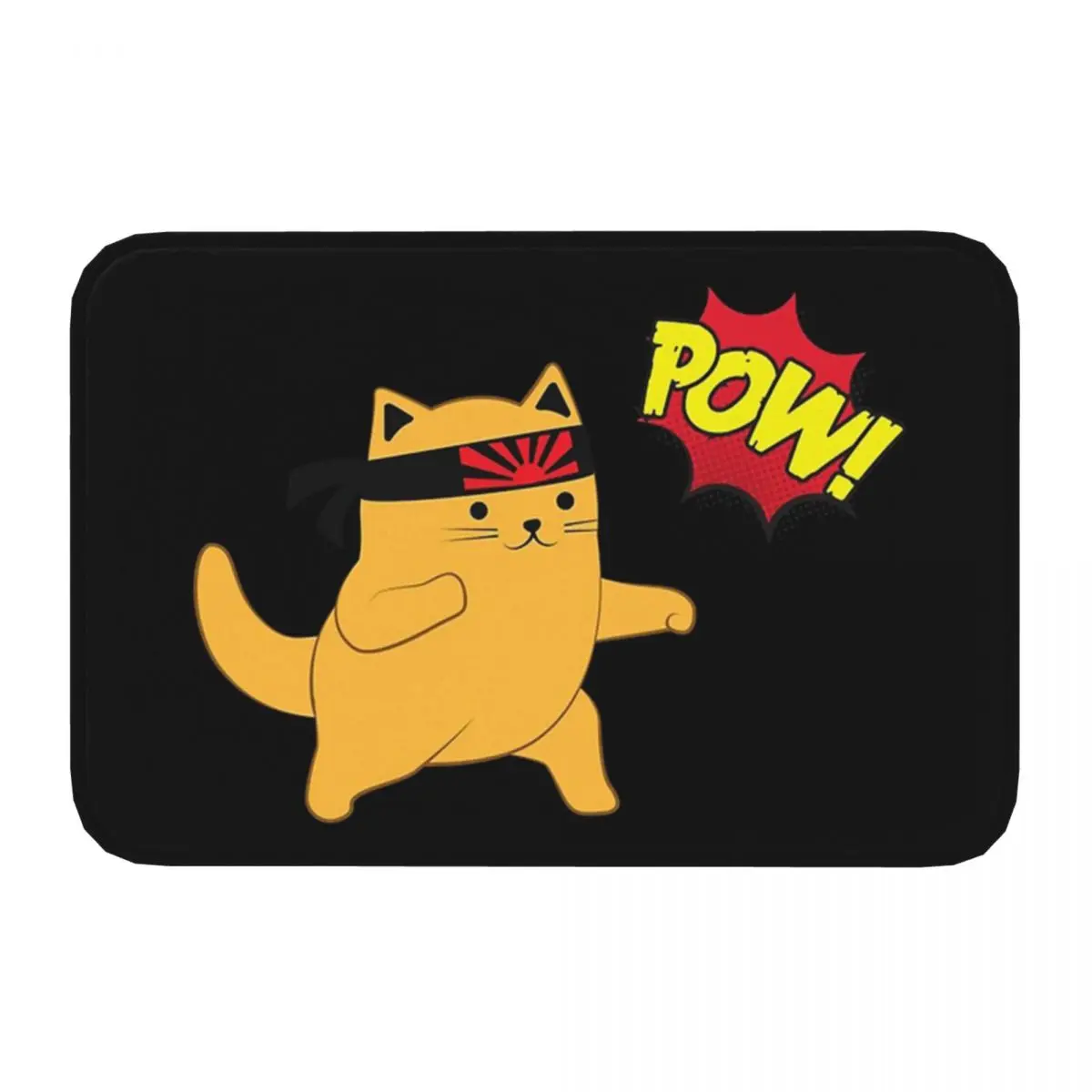 Karate Cat Punch POW Non-slip Doormat Living Room MatLovely little animals Hallway Carpet Entrance Door Rug Bedroom Decorative