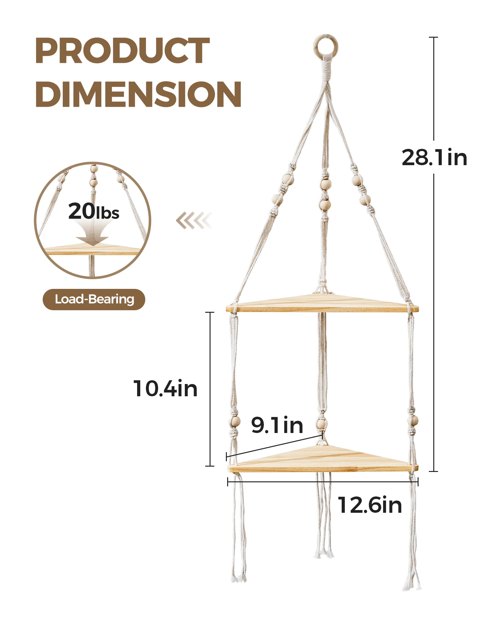 Bamworld ركن النبات الجرف داخلي جدار حامل النبات بوهو النبات حامل الخشب اليدوية المنسوجة حامل أرفف معلق ديكور غرفة المعيشة