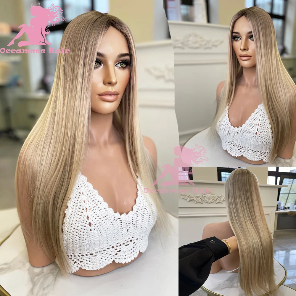 

Highlight Wigs 13x6 Lace Frontal Wig Human Hair Ash Brown Blonde Virgin Brazilian Hair Straight Glueless Transparent Lace Prepl