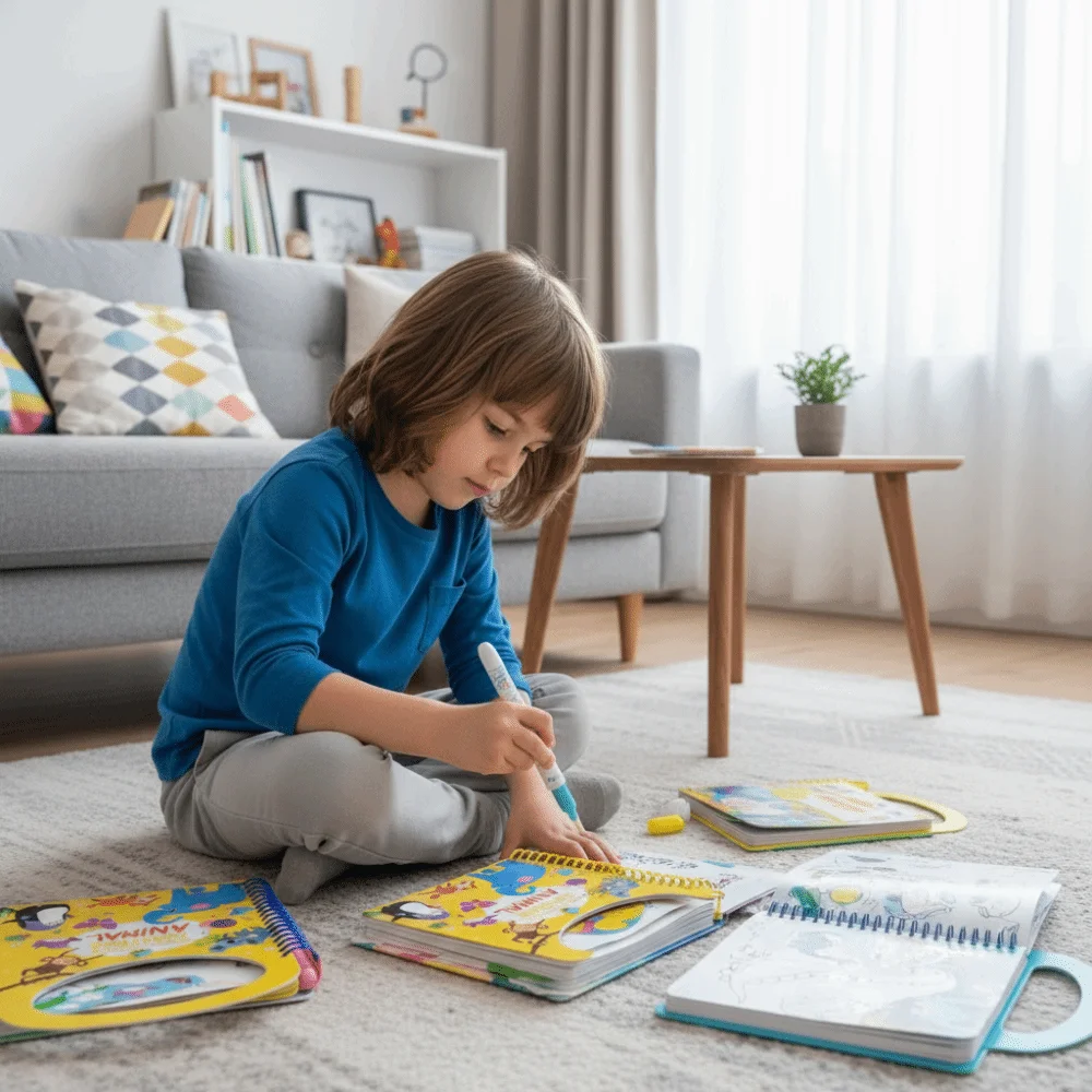 Livre de coloriage magique réutilisable, bricolage, avec stylo, livre de dessin magique, jeu sensoriel, livre de peinture à l'eau, éducation précoce