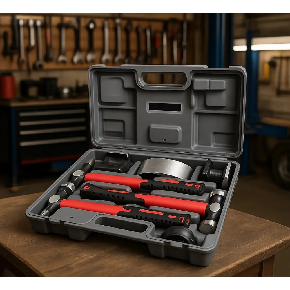 

Набор для ремонта вмятин на кузове автомобиля из 7 предметов: молоток и долли из углеродистой стали с кейсом