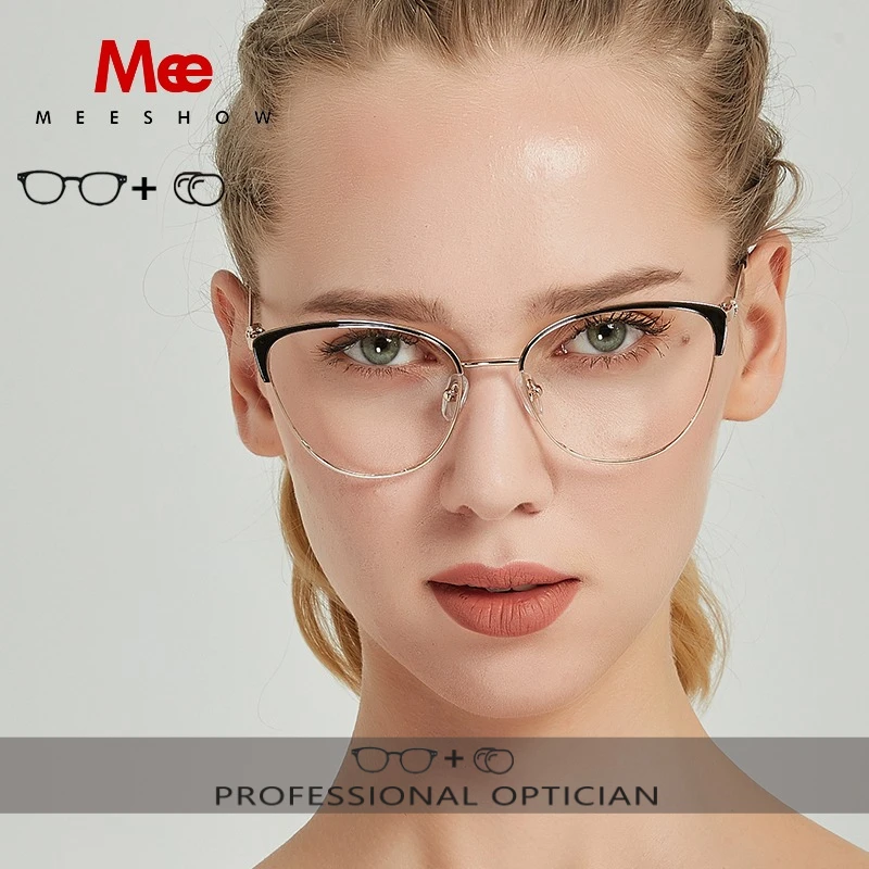 Meeshow Professional Women Prescription Glasses Cat Eye Myopia Full Frame Eyeglasses High Quality Customize Optical Glasses 8917