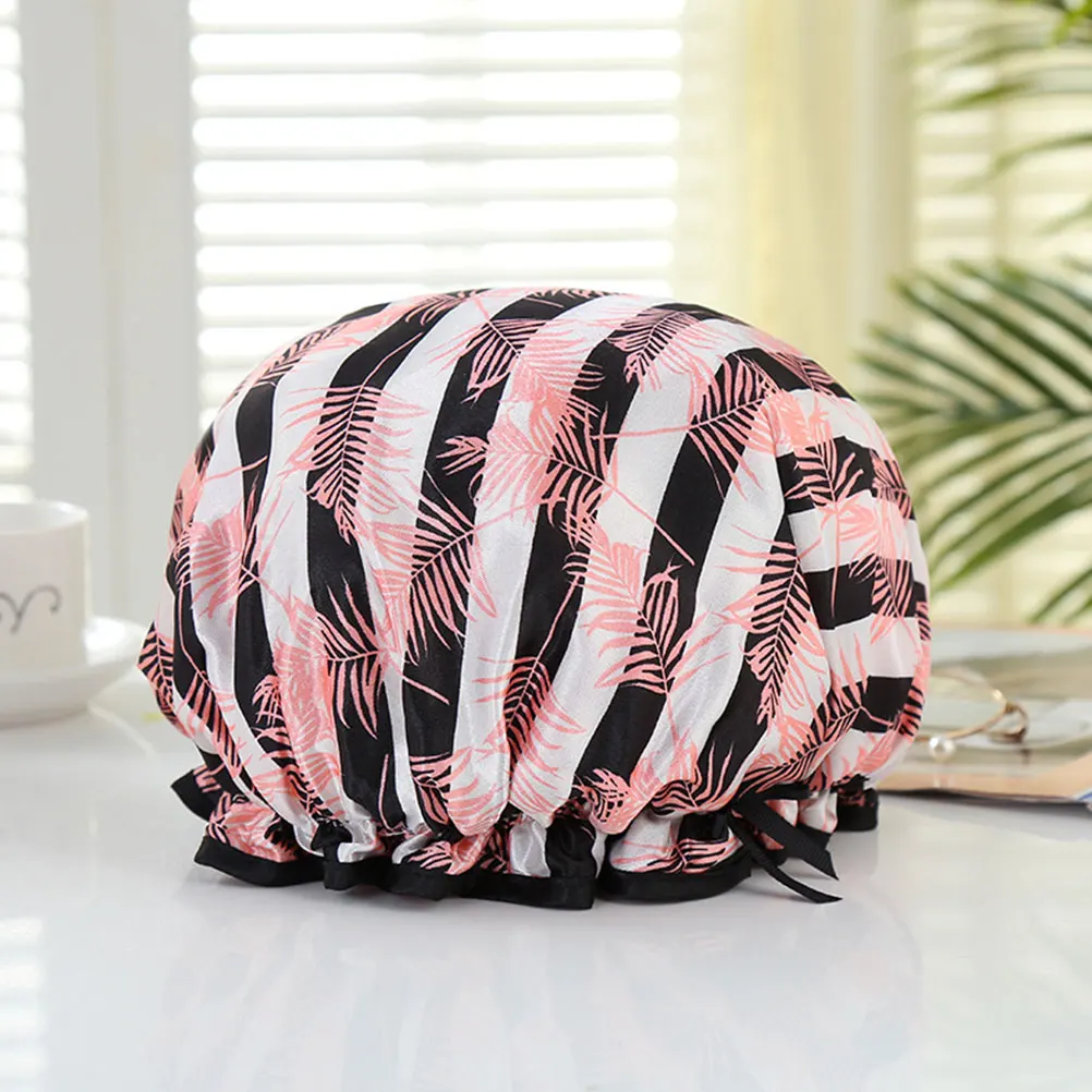 

2Pcs Waterproof Shower Cap Bath Caps PVC Showering Sleep Bonnet Hair Care Stylish Elastic Fits Most Durability Practical