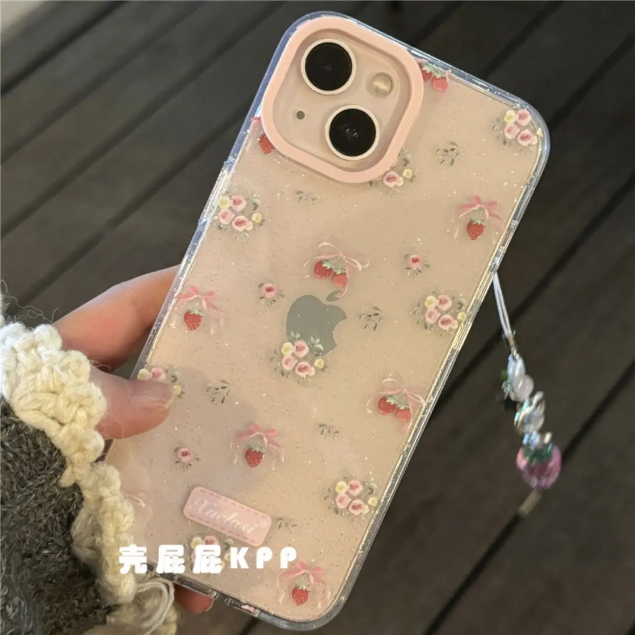 Cute 3D Strawberry Sweet Korean Protective Case for iPhone 15 Pro Max 14 Pro 13 12 Comes with Hanging Protective Back Cover