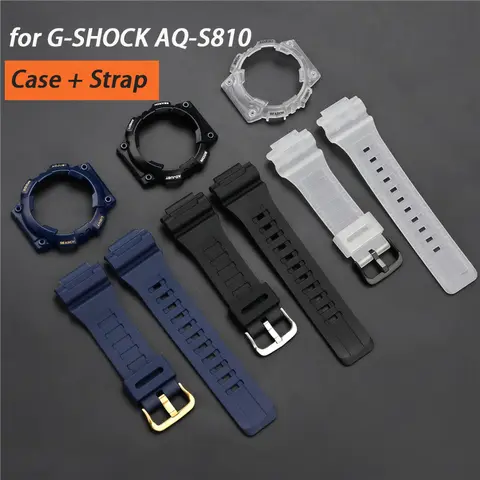 Case Strap for Casio G-SHOCK AQ-S810 AQ-S810W Matte Rubber Resin Protective Shell Bracelet Band Replacement Watch Accessories