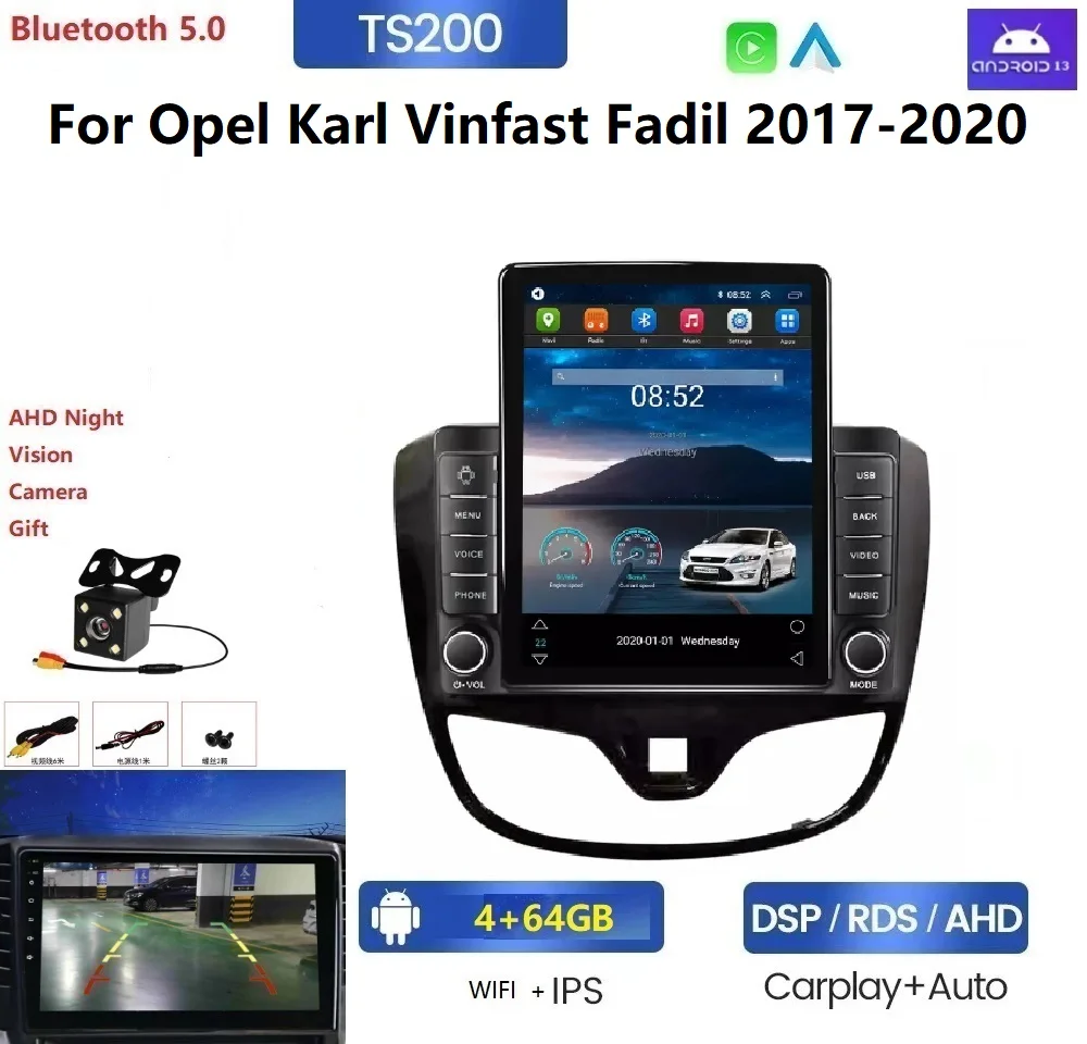 Android 13 8+128G Car Monitor For Opel Karl Vinfast Fadil 2017-2020 360 camera car-play+auto GPS Android 2.5D screen