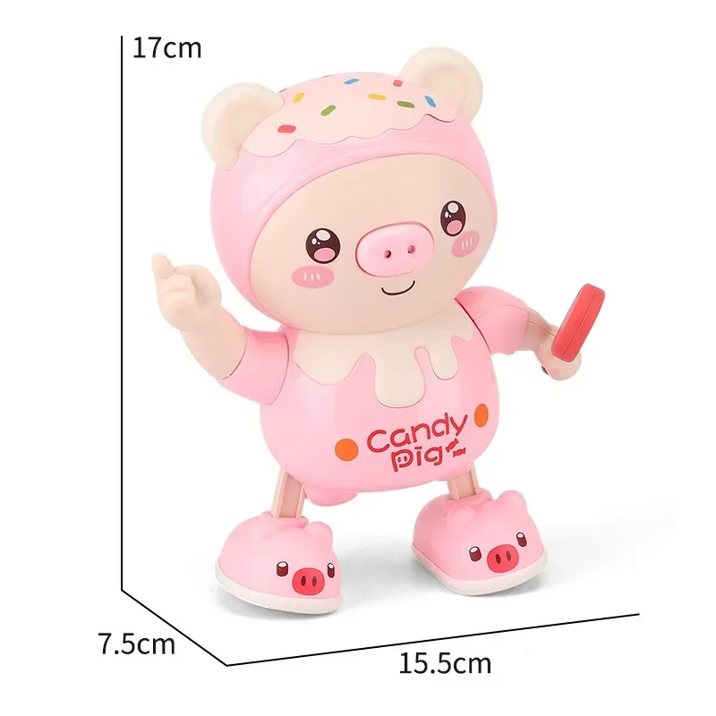 Upgraded Electronic Pets Pig Dancing Toy Doll, Electric Lighting Music Twisting Swing Left and Right Walking Cute Pig Smart Doll