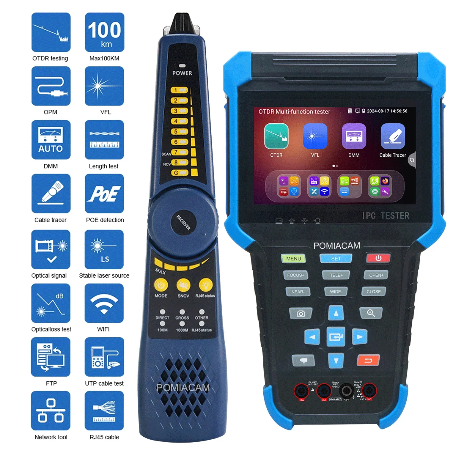 

MOT-35C OTDR 1310/1550/1610 нм Дополнительно, 26/24 дБ Дополнительно, DMM & OPM & VFL PoE RJ45 Кабельный отслеживатель 4000 мАч Аккумулятор 4-дюймовый экран