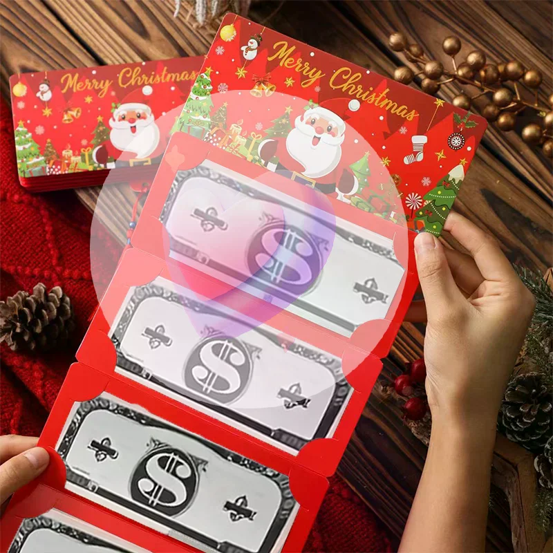 

2Pcs 10-Slot Christmas Money Bag With Gift Card Clip Holiday Red Envelope For Christmas Birthdays Thanksgiving