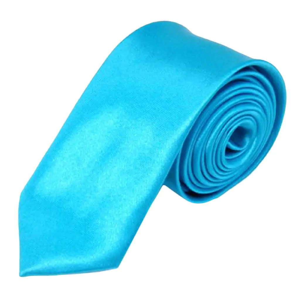 Men SKINNY TIE Plain Wedding Slim Necktie Formal Narrow Party Solid Sky Blue