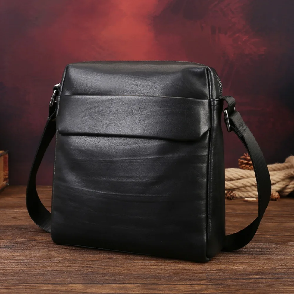 Genuine leather business men's single-shoulder small bag, light and convenient for commuting, high-end crossbody briefcase