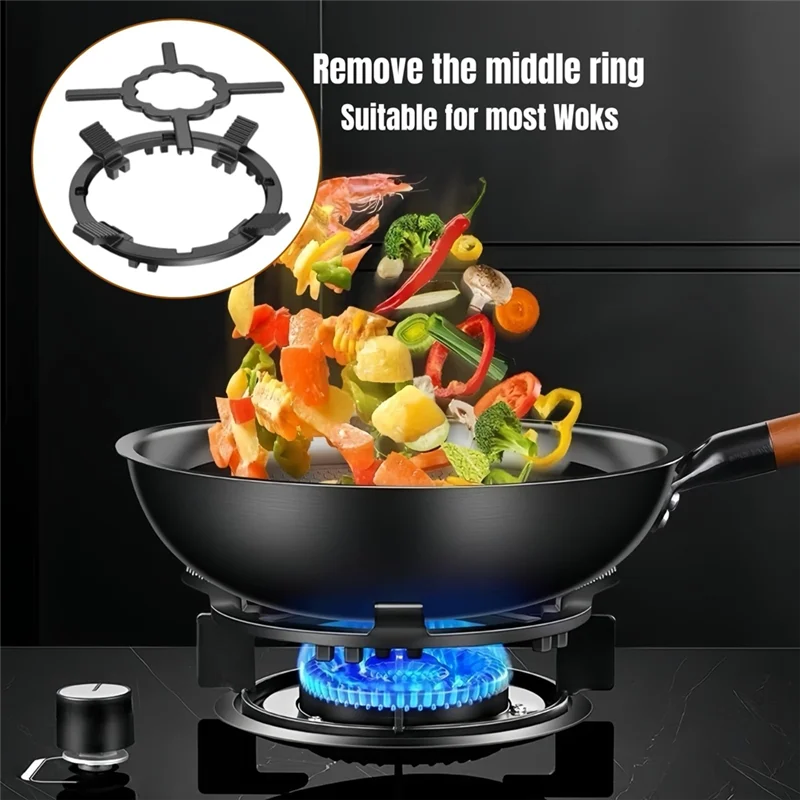 ABUL-Multipurpose Cast Iron Wok Support & Moka Pot Stovetop Ring, Gas Cooktop Accessory For Small Pans