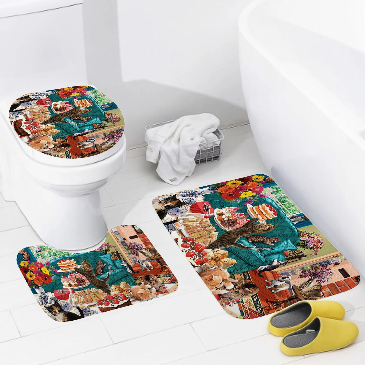 Tappetini per bagno di casa tappetino per piedi da bagno tappetino per animali in stile pittura a olio moderno accessorio per bagno tappeto tappetino per wc vasca da bagno tappeto antiscivolo