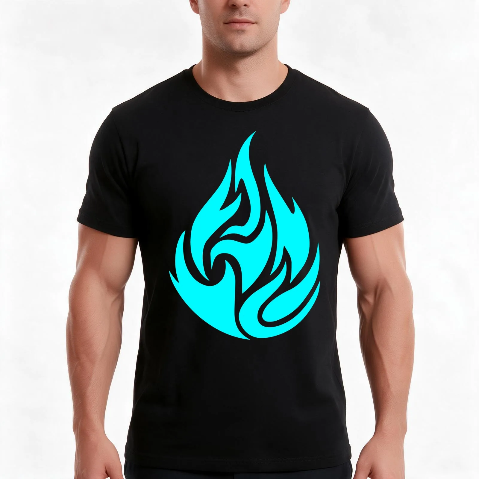 Blue Flame Of The Mystical Hearth T-Shirt, Summer Casual Cotton Tee, Oversized Streetwear Tops, Vintage Graphic Print