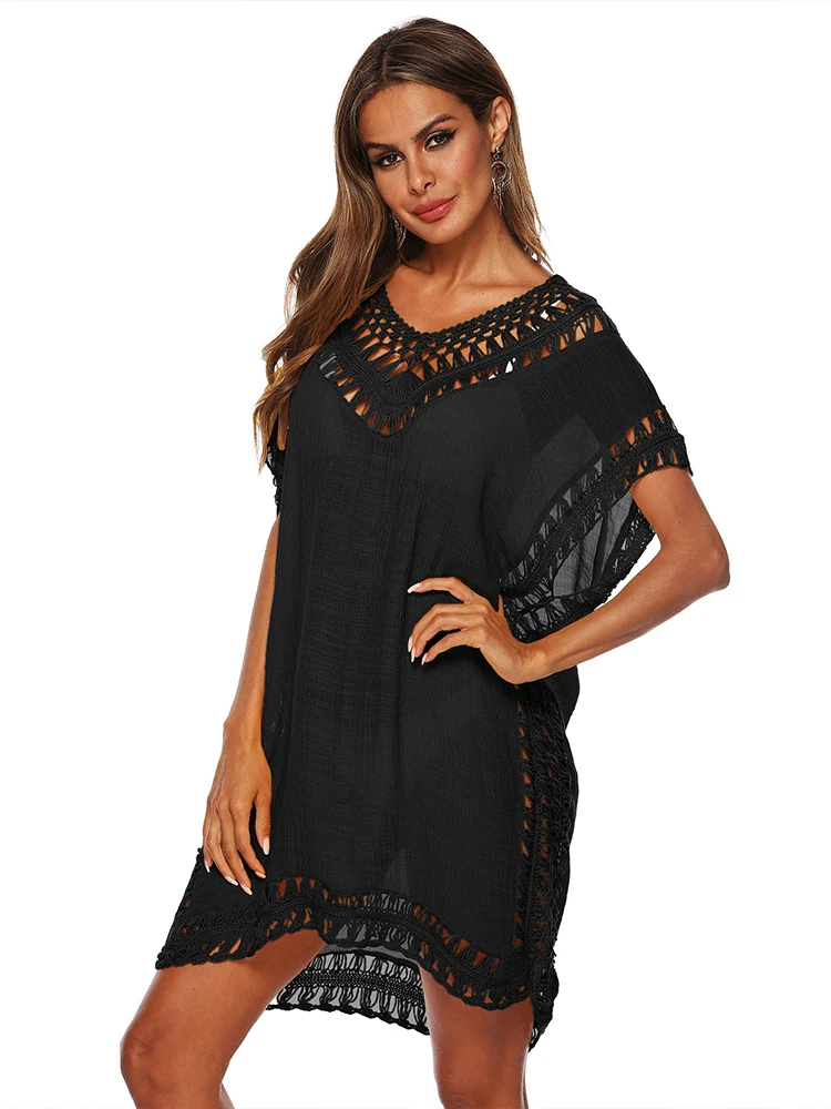 In-X Black Cover Up for Swimsuit Cleavage Cover Up for Low Neckline One Piece Swimsuit Cover-up Women Dresses Beachwear Summer