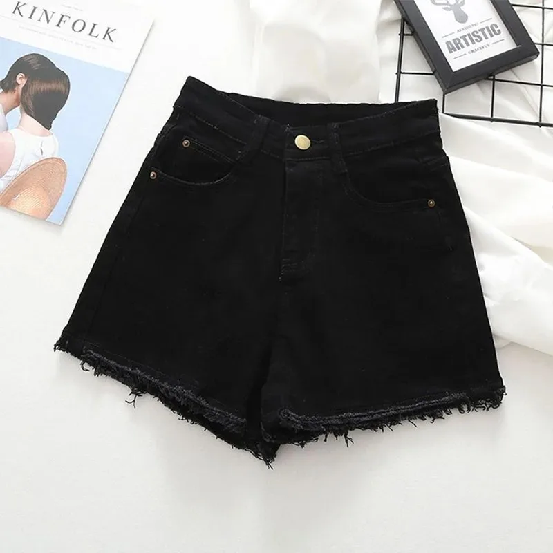 Denim Shorts for Women, Monochromatic, Casual Short Pants for Girls, Beach Style, Female Jean Pants
