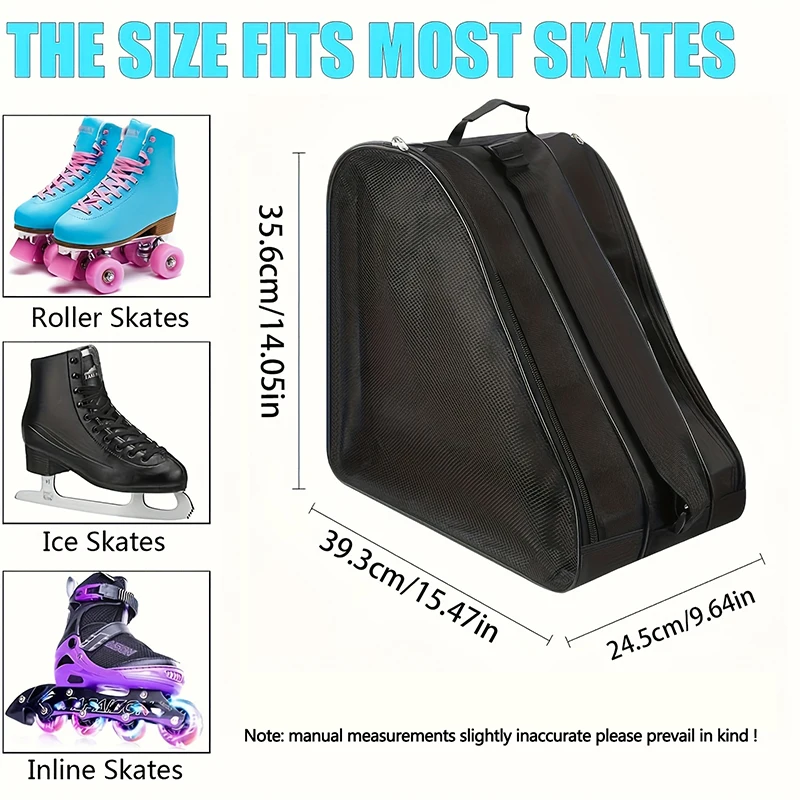 حقيبة تزلج على الجليد ذات سعة كبيرة مكونة من 3 طبقات مع مساحة تخزين للأحذية شديدة التحمل - حزام كتف قابل للتعديل للزلاجات المضمنة والزلاجات الدوارة