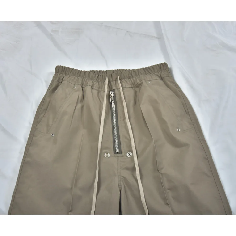 High Street Cotton Pants Men's Simple Casual Gray Card Color Cover Foot Horn Wide Leg Streetwear Casual Loose Pants