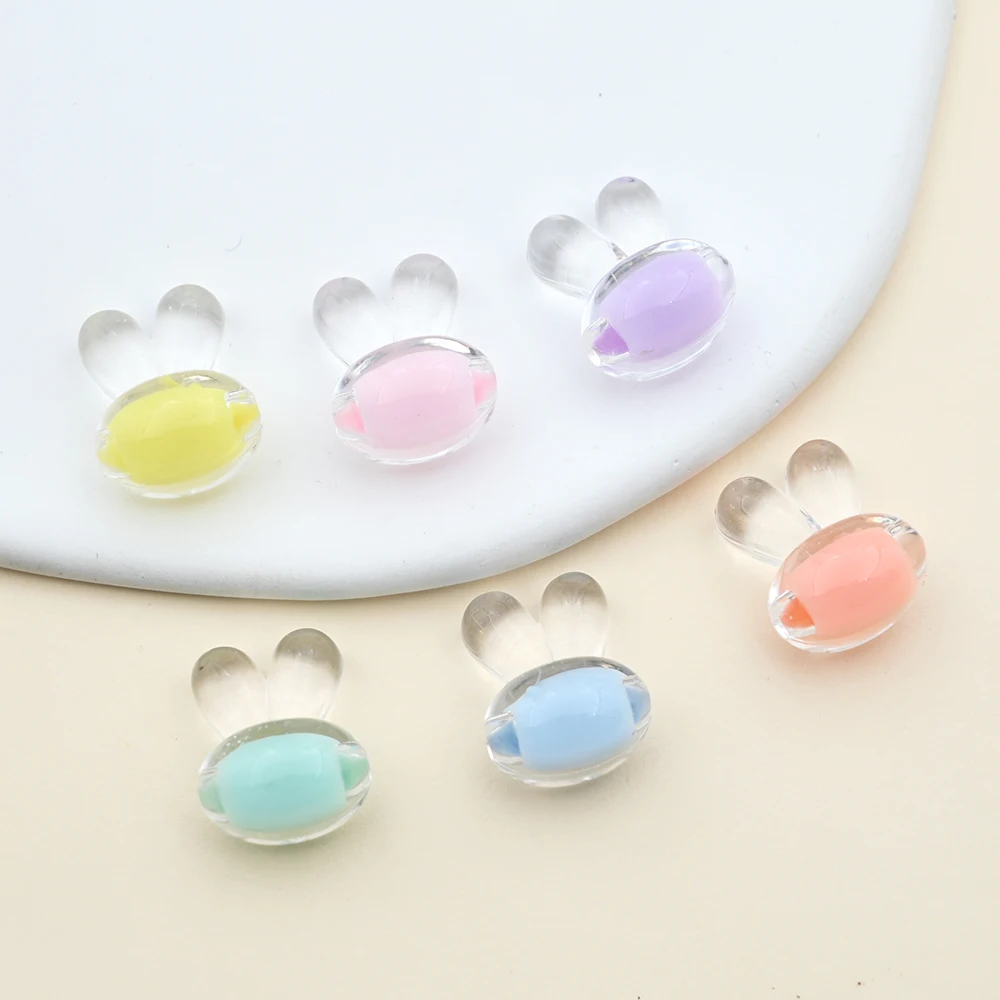 30pcs/Lot Clear Rabbit Acrylic Beads Loose Spacer Beads For Jewelry Making Needlework Diy Bracelet Necklace Accessories 13x16mm